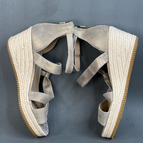 Eileen Fisher Espidrilles Sandals Island Platinum Metallic shoes women’s size 8 - Picture 7 of 12